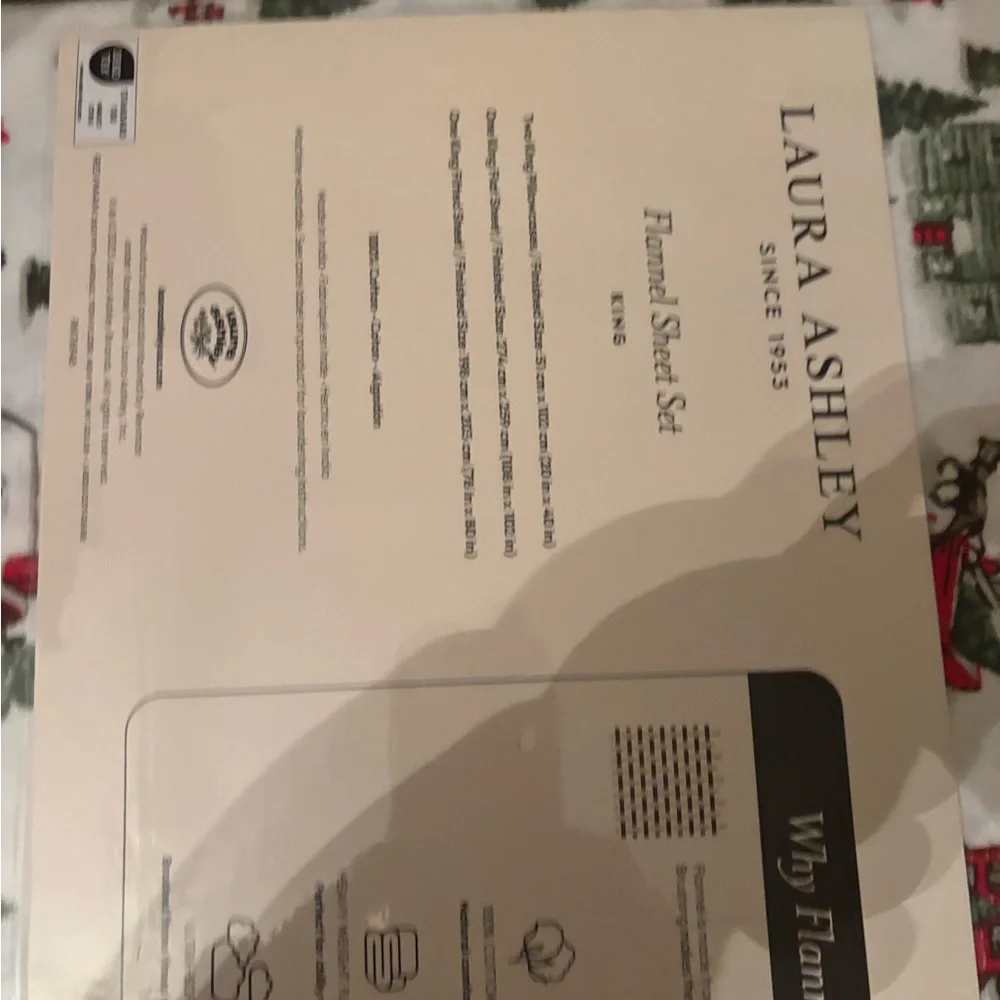 Laura Ashley Festive Holiday village king Flannel Sheet Set - Red and Green